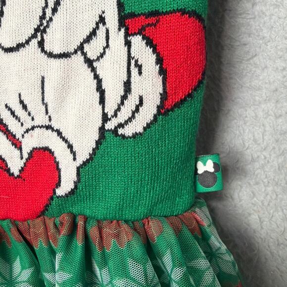 Disney Mickey Mouse Tutu Dress Christmas Green Red Knitted Size 6-6X Disneyland - Picture 4 of 7